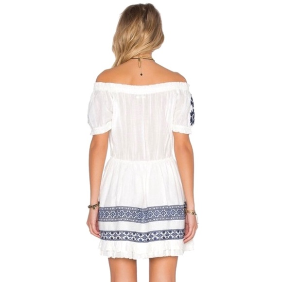 TULAROSA REVOLVE IVORY OFF-THE-SHOULDER EMBROIDERED MINI DRESS - Picture 6 of 8